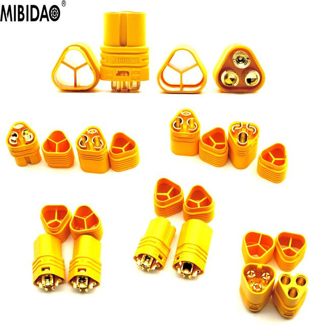 MIBIDAO 3,5 mm MT60 Stecker Adapter Set, 3-polige Rundstecker für RC-Modell Batteriesteuerung und ESC-Motoren, Gelb - Bild 1