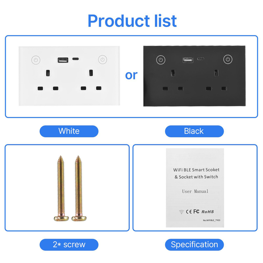 Neoglint Intelligenter WiFi Touch-Lichtschalter mit Glasplatte in Weiß, App- und Sprachsteuerung, UK-Stecker - Bild 7