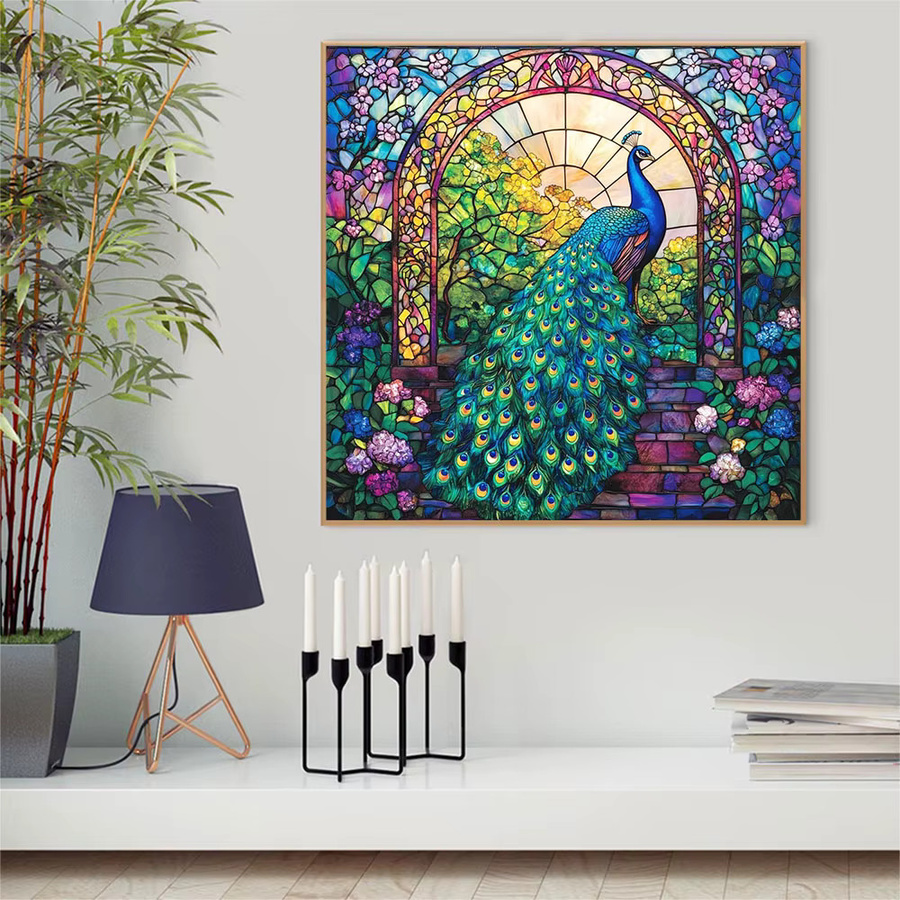 Momoart 5D DIY Diamantmalerei Pfau Motiv mit Acryl-Steinen in Multicolour, B/H: 20 x 20 cm - Bild 3