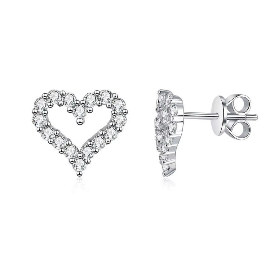 TY Herz-Ohrstecker, 925 Silber, Moissanit, Damen und Herren - Bild 3