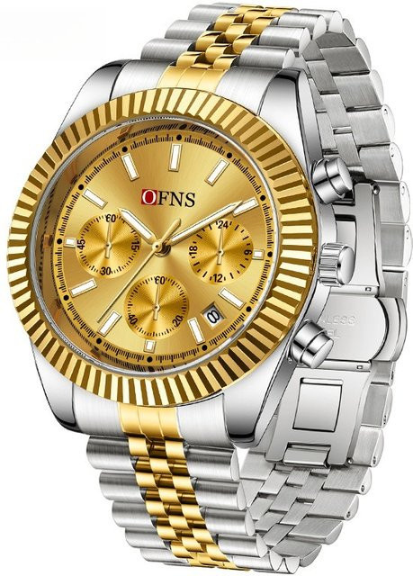 OFNS Armbanduhr Edelstahl, Quarz, Gold, Bicolor, Herren - Bild 1