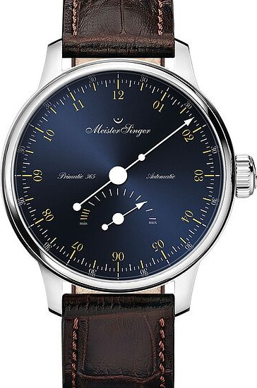 Meistersinger Einzeigeruhr Automatic, Edelstahl, Blau, Leder, Herren - Bild 1
