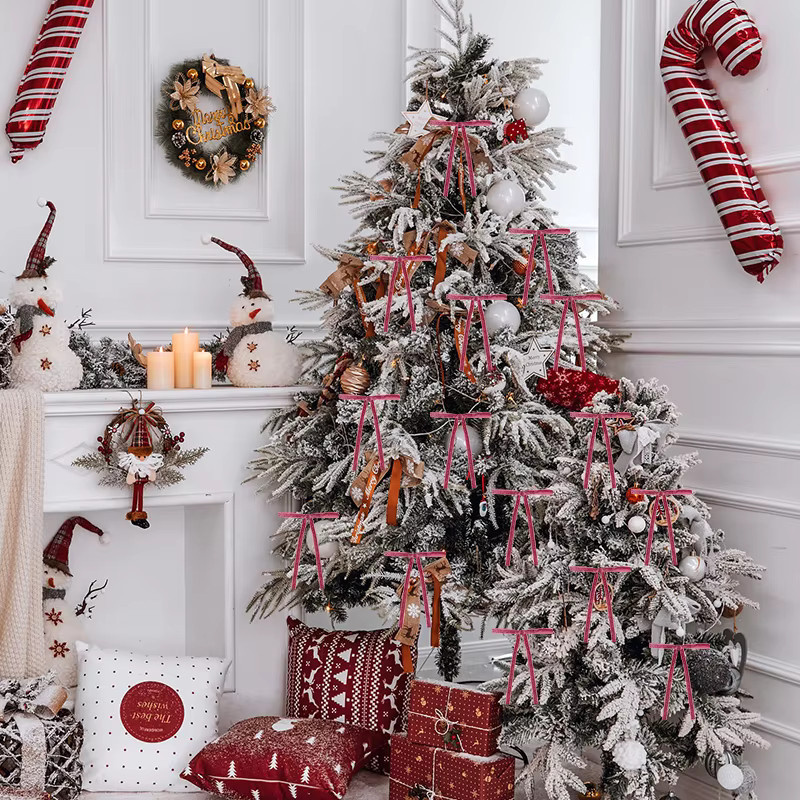 12 Stück ZQNYCY Weihnachtsbaum Schleifen aus Samt in Rot und Gold mit Glitzer für Weihnachtsbaum Dekoration und Geschenkverpackung - Bild 1