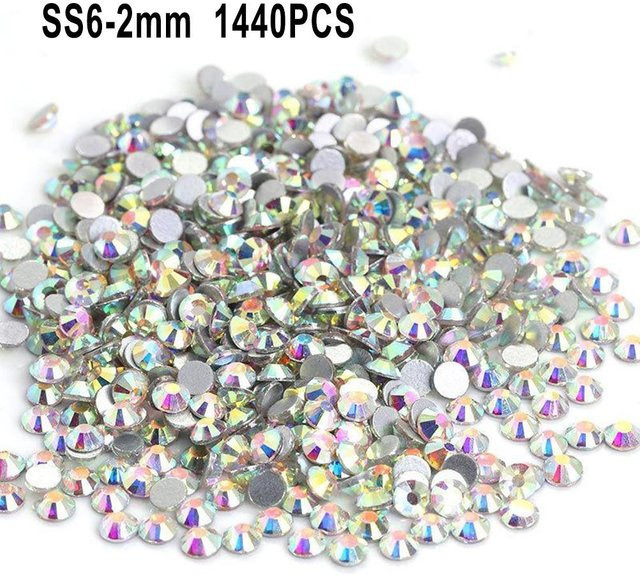 Crafts999 Strasssteine Kristalle Weiß und Grau in Glasoptik, 1440 Stück, Größe SS6-2mm - Bild 1