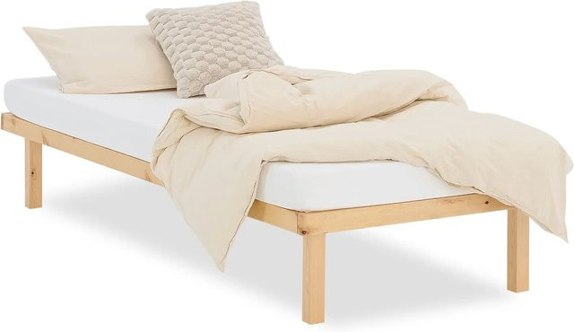 Homestyle4u Palettenbett Design aus massiver Kiefer in Braun, B/T: 90 x 200 cm - Bild 1