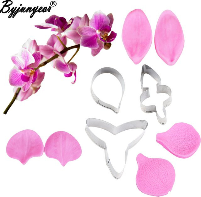 Byjunyeor Silikonform für Phalaenopsis Orchideen zur Dekoration von Fondant, Zuckerpaste, Harz oder Ton, Farbe: Grün - Bild 1