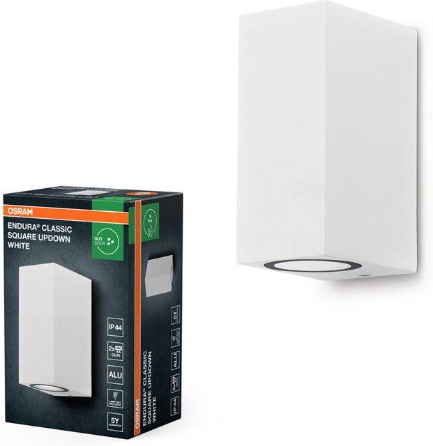 Osram Endura Classic Square Updown Außen-Wandleuchte in Weiß mit GU10-Sockel und IP44 Schutzklasse - Bild 1