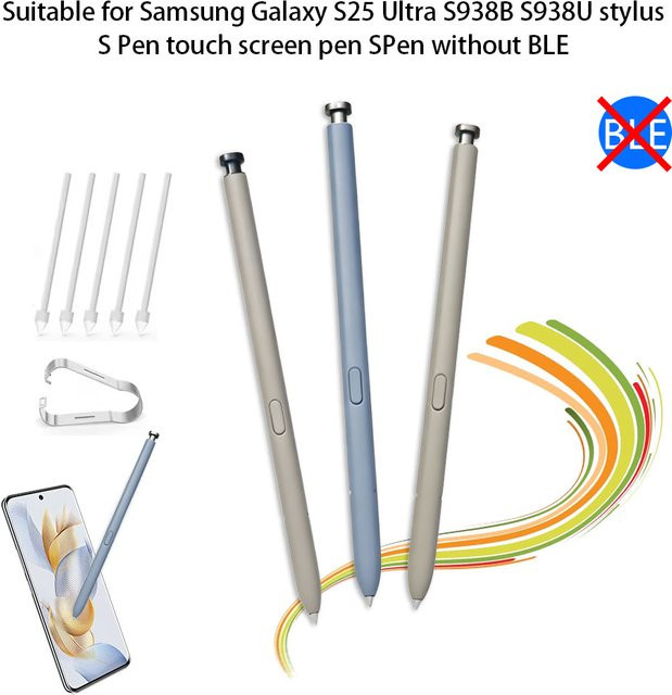 Advaka Ersatz S Pen Stylus für Samsung Galaxy S25 Ultra inklusive 5 Ersatzspitzen in Grau (Ohne BLE) - Bild 1