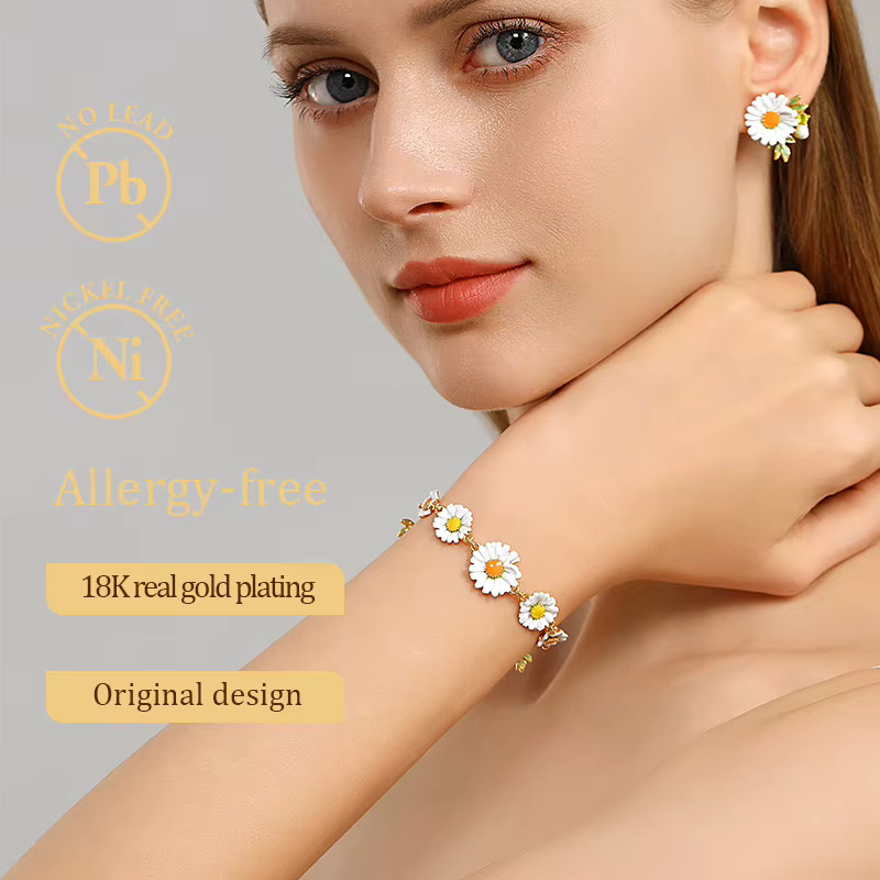 Juicy Grape Armband, Emaille-Blumen, 18K Vergoldet, Messing, Damen - Bild 2