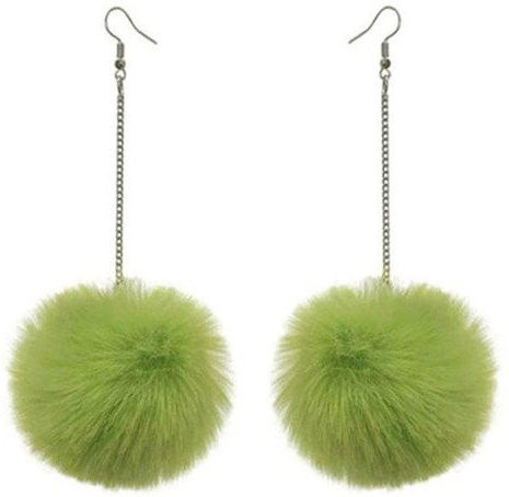 YIRAN Jewelry Ohrringe, Pompom, Kaninchen Fell, beige, Damen - Bild 1