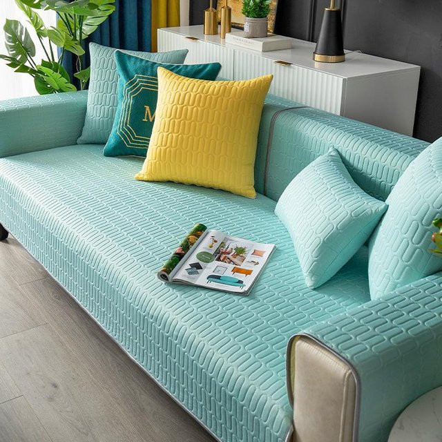 Super Six Rutschfester Ice Silk Sofabezug in Türkis, Staubschutztuch für dein Sofa, B/B: 90 x 70 cm - Bild 1