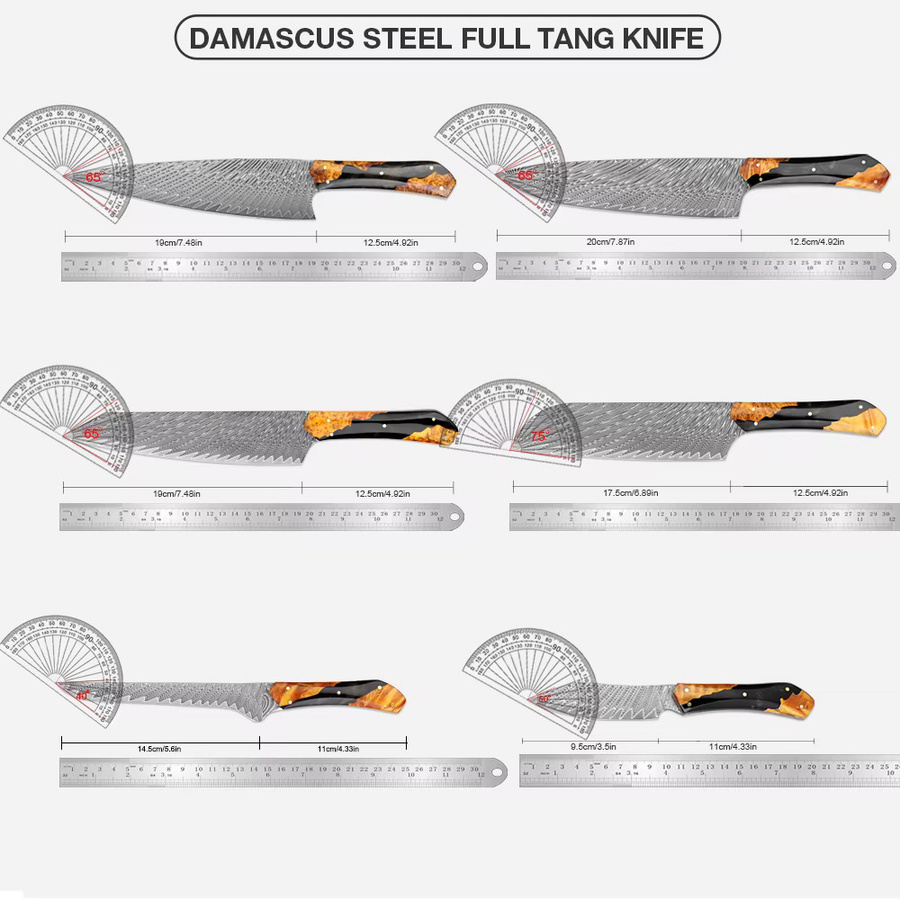 Xituo Damaststahl-Küchenmesser-Set, handgefertigte Profi-Kochmesser mit ergonomischem Griff, Multicolor - Bild 2