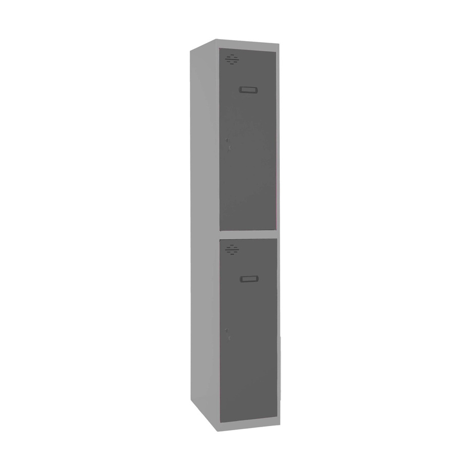 PROREGAL Spind AMEGO Grundmodul mit 2 Abteilen, Schließfach Garderobe, Grau-Anthrazit, H x B x T: 180 x 40 x 50 cm - Bild 2