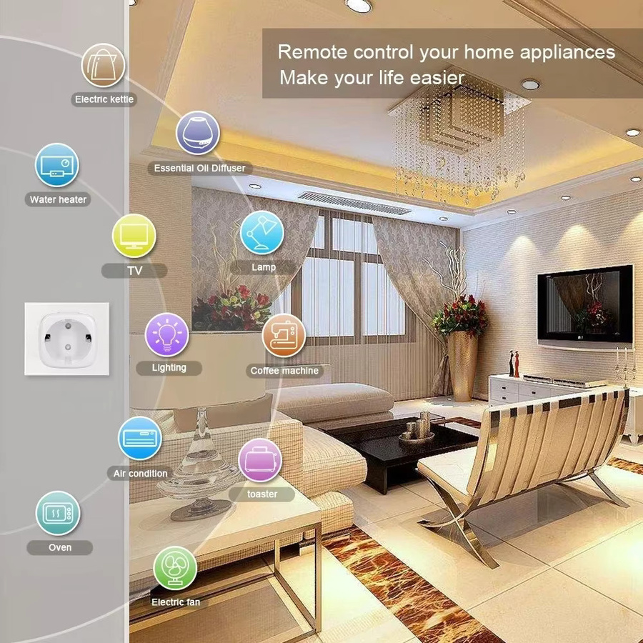 Tuya WiFi Smart Plug 16A mit App-Steuerung für Alexa und Google Home, Farbe: Weiß - Bild 4