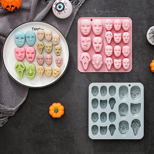 VERIDIAN Silikonform mit 18 Masken-Motiven in verschiedenen Größen für Fondant, Schokolade und Epoxidharz, Mehrfarbig - Bild 1