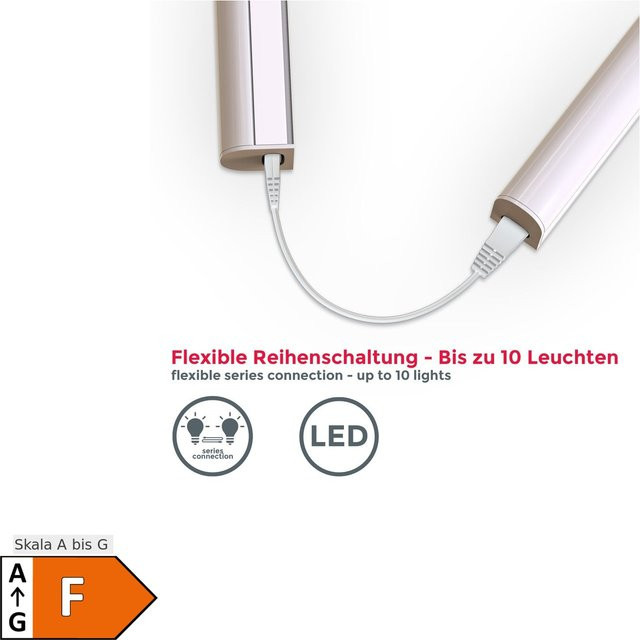 B.K.Licht LED Unterbauleuchte in Weiß, 2er-Set, 8W, kühlweiß, für Küche und Möbel, koppelbar - Bild 1