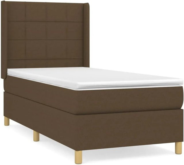 vidaXL Boxspringbett mit Matratze Dunkelbraun, Hybrid-Bett mit Taschenfederkern aus Stoff, B/T/H: 80 x 200 cm - Bild 1