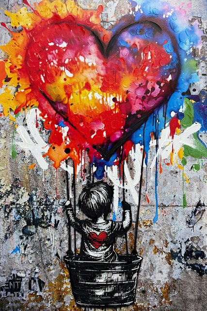Art Universe Leinwandbild Love Balloon Motiv in Multicolour, B: 30 cm, H: 45 cm - Bild 1