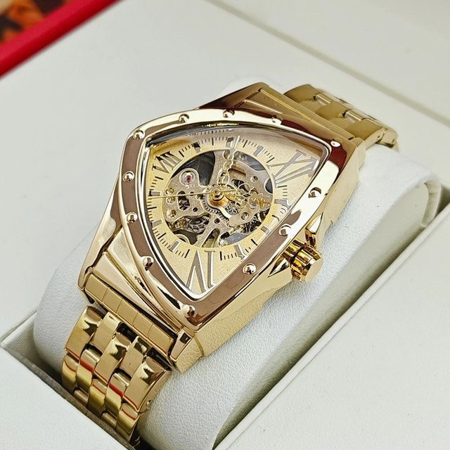 LUOLINGONGJUE Armbanduhr, Automatik, Edelstahl, Eckig, Gold, Herren - Bild 1