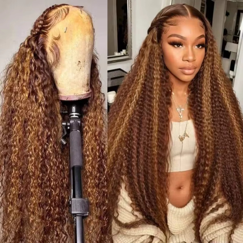 TTSMINS Wasserwellen-Highlight-Perücke, 4/27 Ombre Echthaar, 13x4 HD Lace Front, 250% Dichte - Bild 3