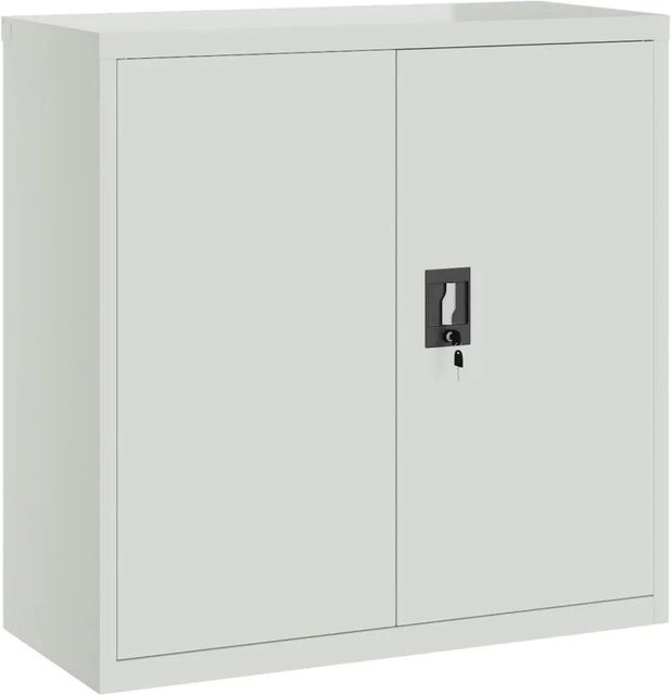vidaXL Aktenschrank aus Stahl mit 2 Türen und Schloss in Grau, B/T/H: 90 x 40 x 90 cm - Bild 1