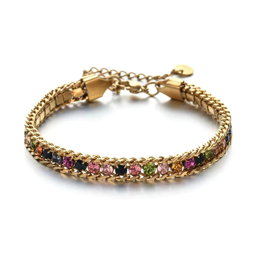 ZMZY Armband, goldfarben, Kristall-Zirkonia, Edelstahl, Damen Herren - Bild 4