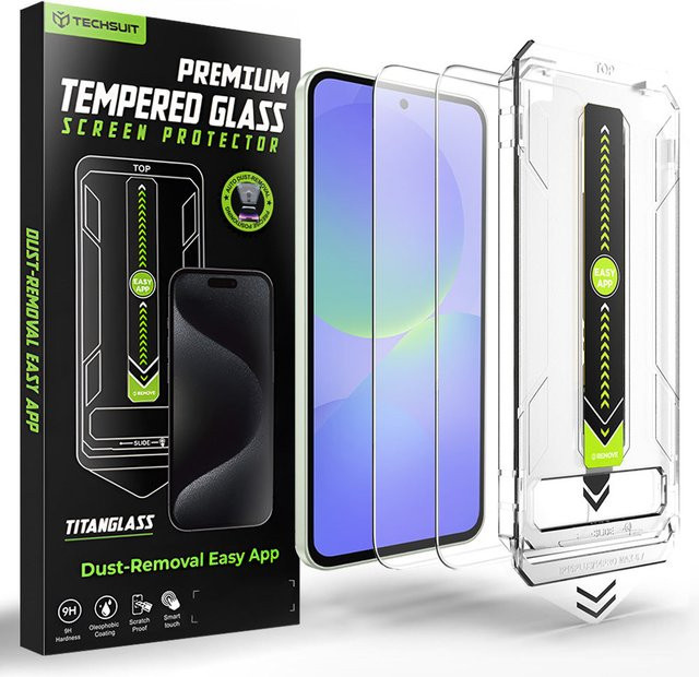 Techsuit TitanGlass CrystalHD Displayschutzfolie aus Sicherheitsglas für Samsung Galaxy A37 5G und Samsung Galaxy A36 (A366), 2er Set, transparent - Bild 1