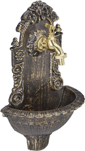 Relaxdays Wandbrunnen aus Aluminiumguss in Bronze Antik, B/T/H: 40 x 24,5 x 13 cm - Bild 1