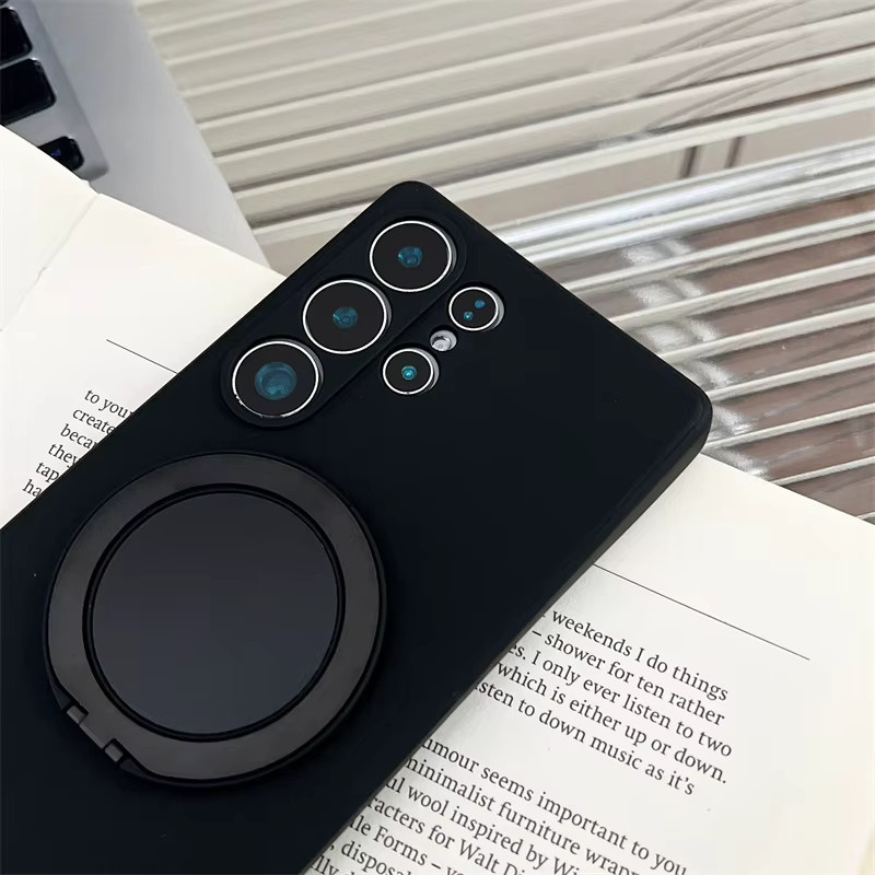Silikon Schutzhülle mit magnetischer Halterung für Samsung Galaxy S25 S24 S23 S22 S21 S20 Ultra FE in Schwarz - Bild 5