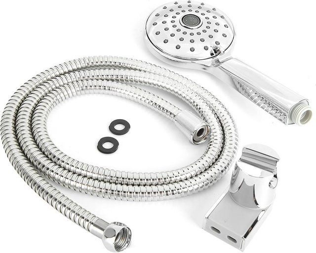 Tooarts Handbrause-Set mit Brauseschlauch und Halterung, G1/2 Zoll, Galvanisiert, Farbe: Weiß/Silber - Bild 1