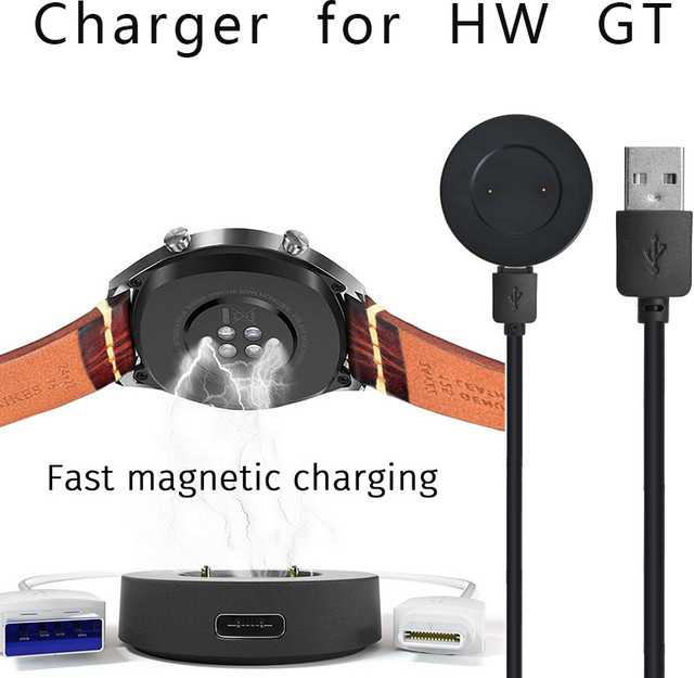 Huawei Ersatz-Ladegerät USB-Ladekabel für Watch GT, GT2, GT2e, GT Sport, Honor Watch Magic, Magic 2 und GS Pro in Schwarz - Bild 1