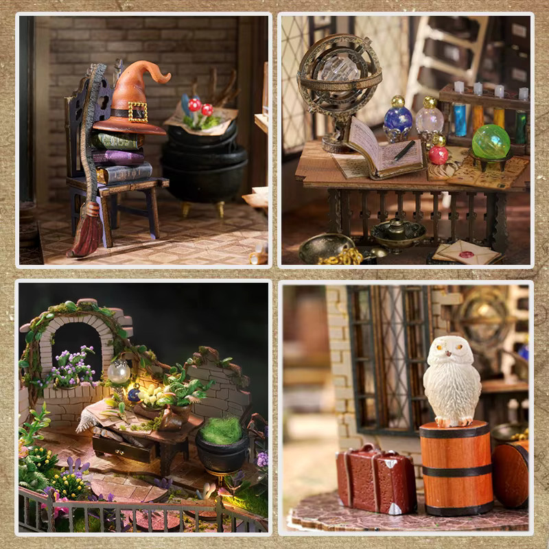 CUTEBEE Miniatur-Puppenhaus-Set, Holz, Fantasy, mit Licht - Bild 2