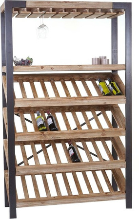 Weinregal MCW-D60 Barschrank aus Massivholz in Braun für 40 Flaschen, H x B x T: 189 x 114 x 39 cm