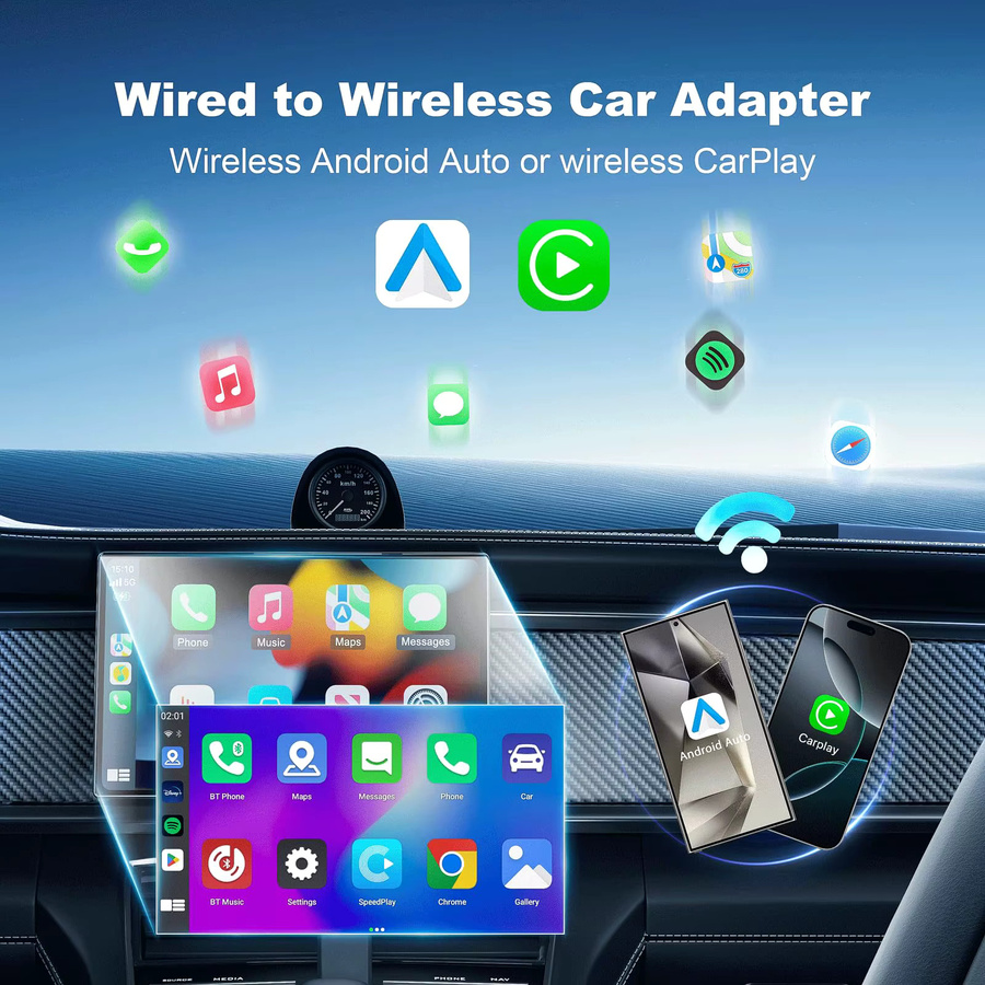 Neelyke 2-in-1 Mini Wireless CarPlay und Android Auto Adapter Schwarz - Bild 5