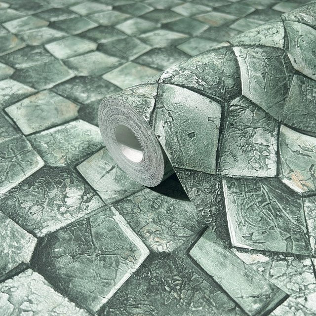 Marburg Vliestapete mit grafischem Fünfkant-Muster in Grün, modern und geometrisch, Breite: 0,7 m, Länge: 10,05 m - Bild 1