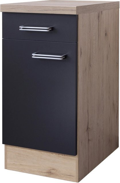 Flex-Well Küchen-Unterschrank Lara in Anthrazit und Eiche hell Nachbildung, Breite: 40 cm, Höhe: 60 cm, Tiefe: 86 cm - Bild 1