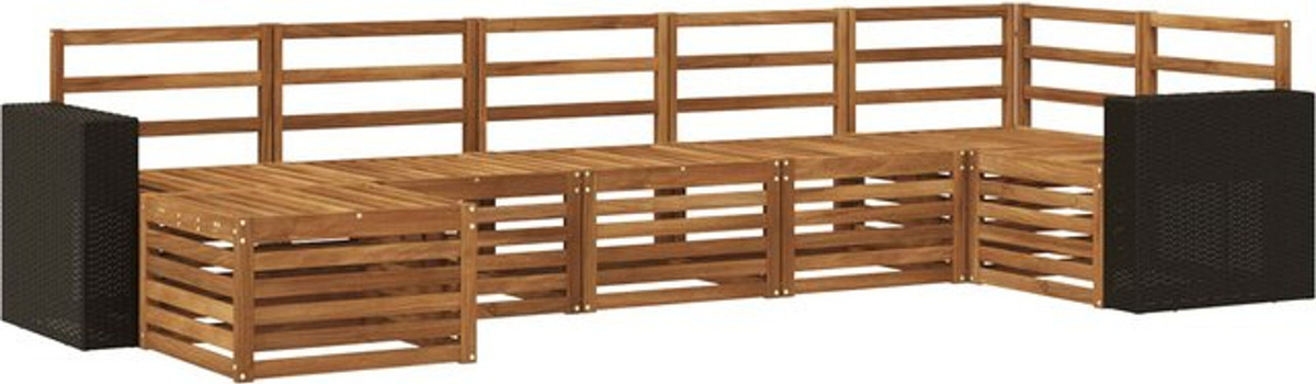 vidaXL Ecksofa Set 7-teilig aus Akazie Massivholz in Natur, modern und minimalistisch, wendbar - Bild 1