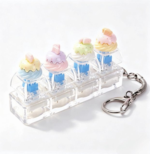 Hongpei Schlüsselanhänger Bär Tastenkappe, White, Unisex - Bild 1