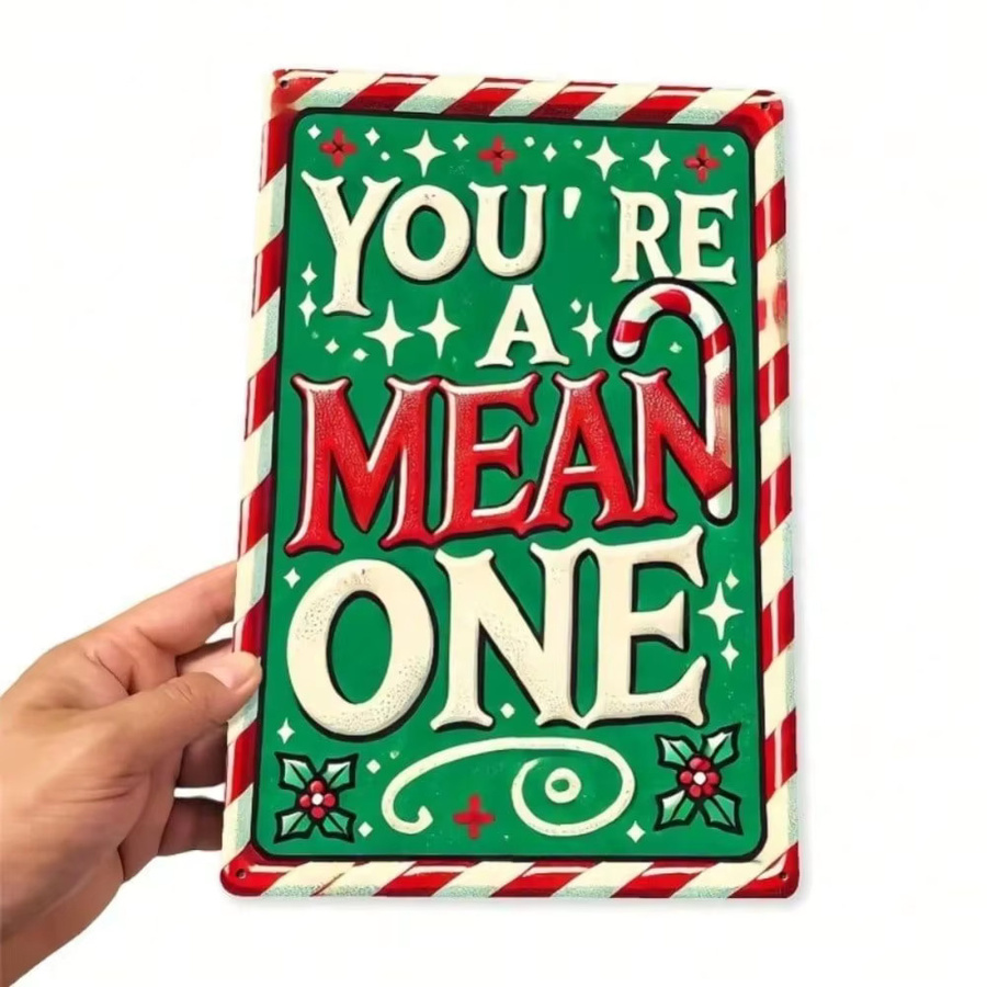 CIFBUY Retro Metallschild You're A Mean One Grinch Weihnachts-Wandkunst, B: 20,0 cm, H: 30,0 cm - Bild 3