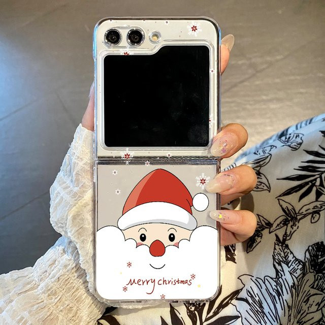 Samsung Galaxy Z Flip Schutzhülle mit Weihnachtsmuster, transparente harte Klapp-Abdeckung für Samsung Galaxy Z Flip 7 FE, Z Flip 6, Z Flip 5, Z Flip 4 und Z Flip 3 5G, Multicolor - Bild 1