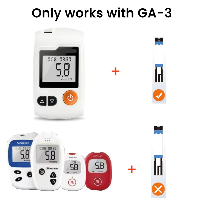 Sinocare GA-3 Blutzuckermessgerät Set in Weiß inklusive Teststreifen und Lanzetten - Bild 3
