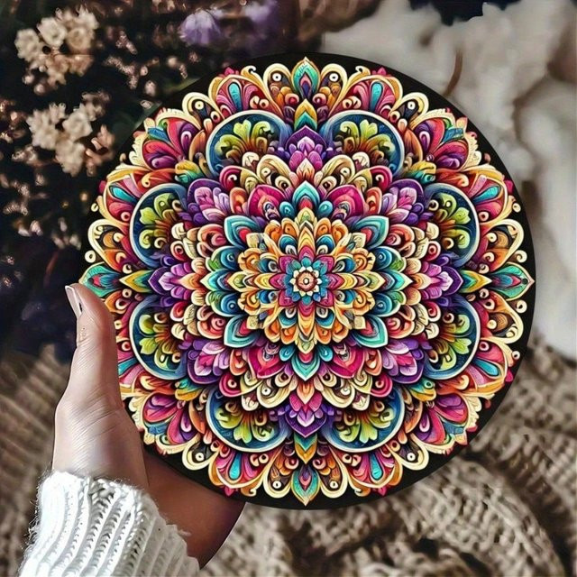 Dreamex Boho Blechschild Mandala Wandkunst aus Metall, Durchmesser: 20 cm, Mehrfarbig - Bild 1