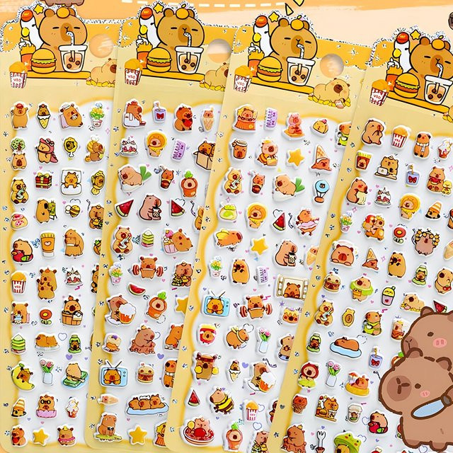 Charile Cartoon Capybara 3D Bubble Sticker, 4-teiliges Set, multicolour - Bild 1