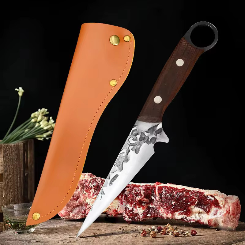 GuanQi Handgeschmiedetes Ausbeinmesser aus Edelstahl mit Holzgriff und Messerabdeckung - Bild 2