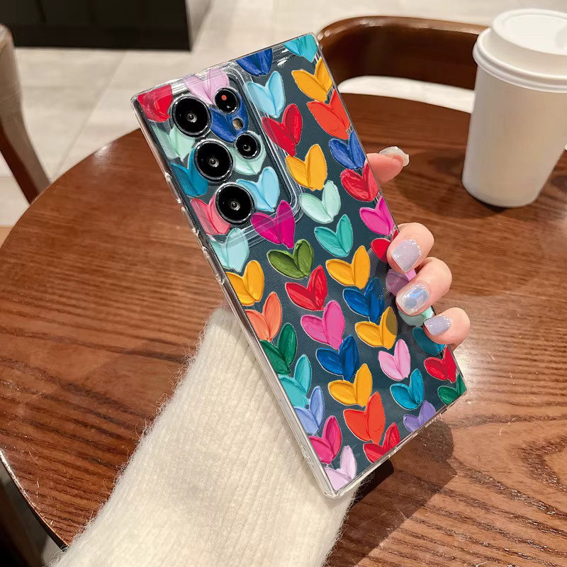 MOESOE Handyhülle mit buntem Herzmuster für Samsung Galaxy S26 S25 S24 S23 Ultra S22 Plus S21 FE Edge, transparente weiche TPU-Schutzhülle - Bild 2