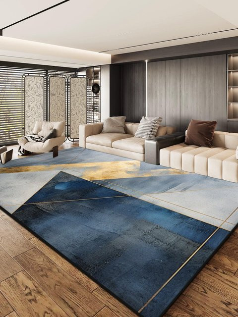 JGJG Wohnzimmer Teppich mit geometrischem Design in Schwarz und Grau, rutschfest und waschbar, B: 80 cm, L: 160 cm - Bild 1