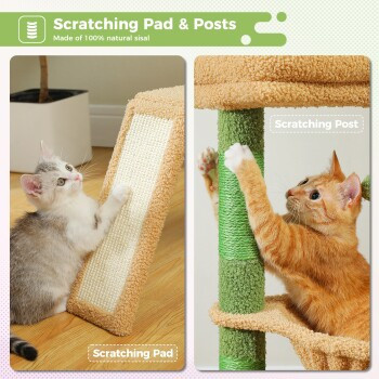 Pawz Road Kleiner Katzenbaum mit Höhle und Hängematte in Grün, Höhe: 92 cm - Bild 2