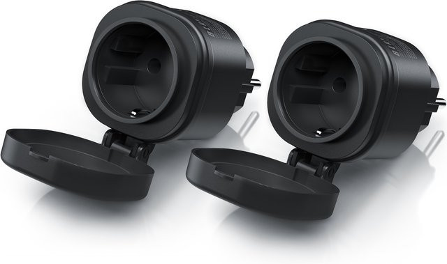 BEARWARE 2er Set Smart Outdoor Steckdose mit WLAN Steuerung per App Smart Life, IP44, Schwarz - Bild 1