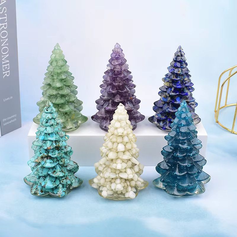 RYCRYSTAL Handgemachter Weihnachtsbaum aus Naturkristall und Harz als Tischdekoration in Multicolor - Bild 2