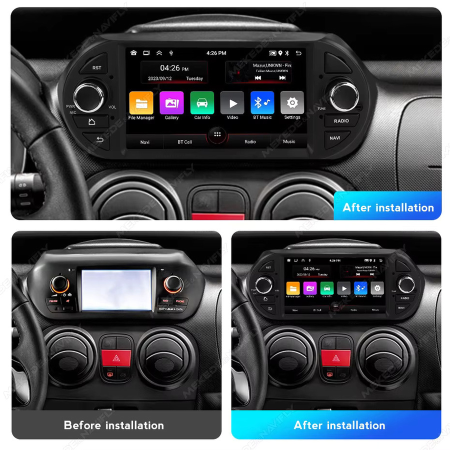 NAVIFANS 7 Zoll IPS Carplay Autoradio für Fiat Fiorino 2008-2017 mit Android Auto, GPS und Multimedia Video Player, Schwarz - Bild 2